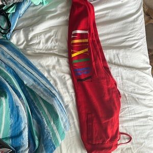 Loose fitting red sweats